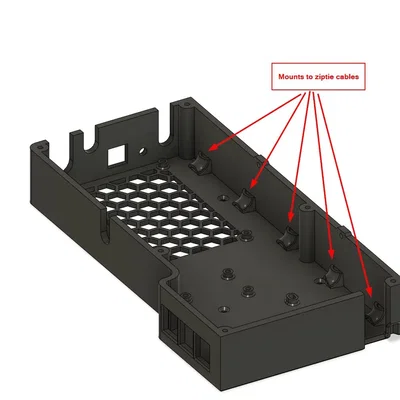 Remix: Prusa MK3s+ Einsy and Pi enclosure (larger case and internal zip tie mounts)