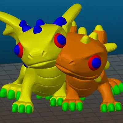 Cặp rồng dễ thương - phối màu đa vật liệu