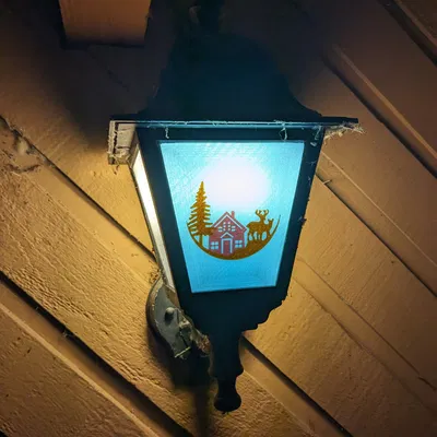 Tấm Kính Đèn Trụ Hiên Mùa Lễ Hội - Cảnh Đồng Quê