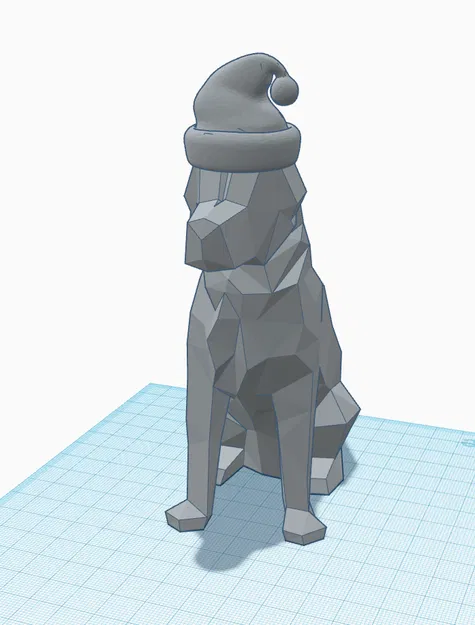 Chó Golden Retriever Phong Cách Low Poly Đội Mũ Ông Già Noel - Image 1