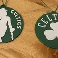 Trang trí Giáng sinh Logo Boston Celtics (Logo Cỏ ba lá + Chú Lùn May mắn Một màu) - Thumbnail 2