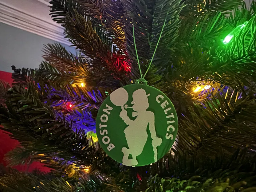 Trang trí Giáng sinh Logo Boston Celtics (Logo Cỏ ba lá + Chú Lùn May mắn Một màu) - Image 3