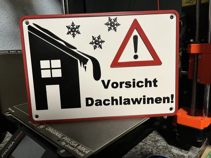 Biển Báo Cẩn Thận Tuyết Lở Trên Mái Nhà - Image 1