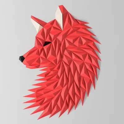 Nghệ thuật treo tường đầu Sói/Cáo hình học (Nhiều Bộ Phận)
