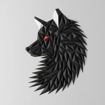 Nghệ thuật treo tường đầu Sói/Cáo hình học (Nhiều Bộ Phận)