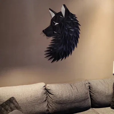 Nghệ thuật treo tường đầu Sói/Cáo hình học (Nhiều Bộ Phận)