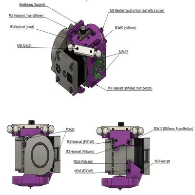 Giá đỡ E3D Hemera Effector cho máy in Delta