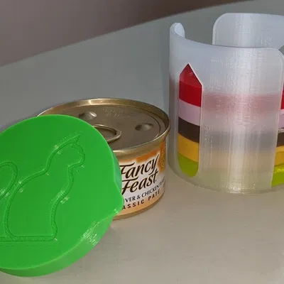 Nắp lon thức ăn cho mèo có đế xếp chồng