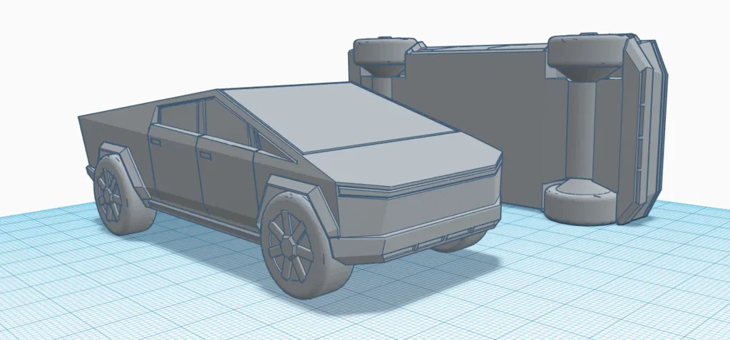 Tesla CyberTruck in 1 khối, bánh xe quay - Image 10