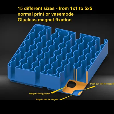 Hộp Pin - AAA - Gridfinity - Vasemode - 15 Kích thước Khác nhau