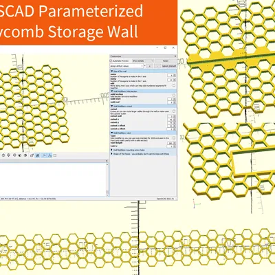OpenSCAD Honeycomb Storage Wall có thể tùy chỉnh