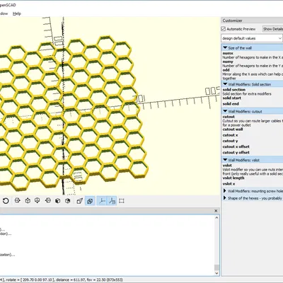 OpenSCAD Honeycomb Storage Wall có thể tùy chỉnh