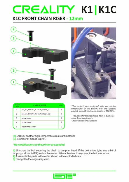 CREALITY K1 | K1C | K1SE - NÂNG XÍCH TRƯỚC [12mm] - Image 2