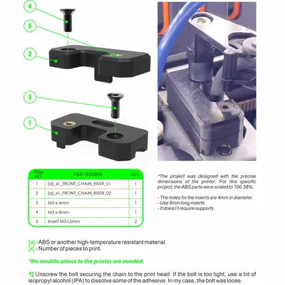 CREALITY K1 | K1C | K1SE - NÂNG XÍCH TRƯỚC [12mm]