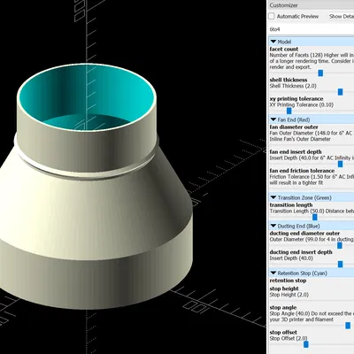 Bộ Giảm hoặc Mở rộng Ống Dẫn Tham số (Fusion và OpenSCAD)