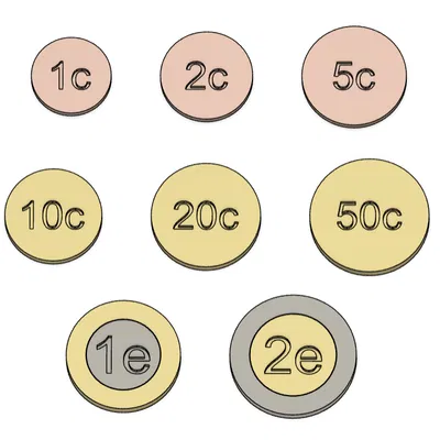 Tiền Euro (fusion360) - Mô hình 3D