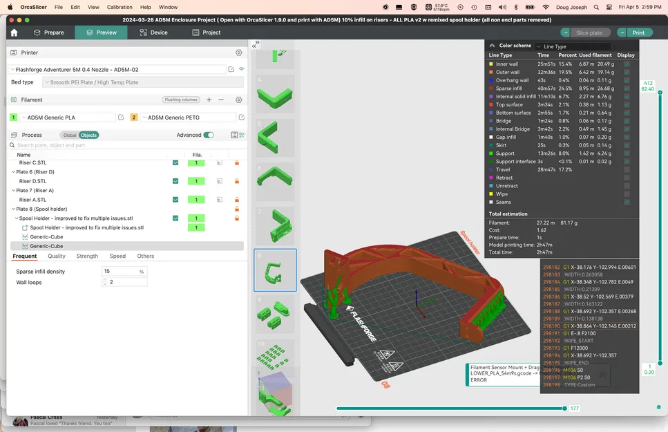 Giá đỡ cuộn dây Flashforge Adventurer 5M (AD5M) Cải tiến, Ống dẫn, Giá đỡ cảm biến đứt sợi + Giá đỡ cuộn dây gắn bên! v1.1 - Image 10