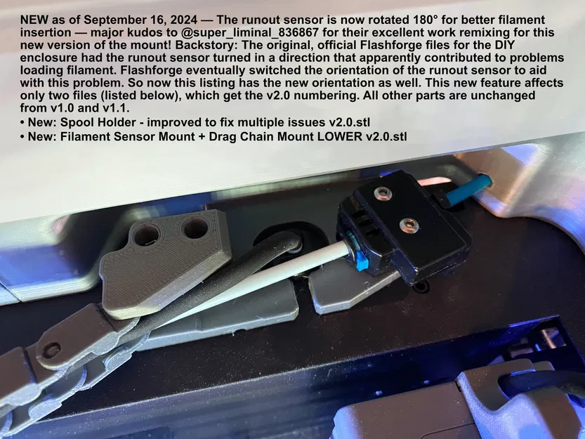 Giá đỡ cuộn dây Flashforge Adventurer 5M (AD5M) Cải tiến, Ống dẫn, Giá đỡ cảm biến đứt sợi + Giá đỡ cuộn dây gắn bên! v1.1 - Image 26