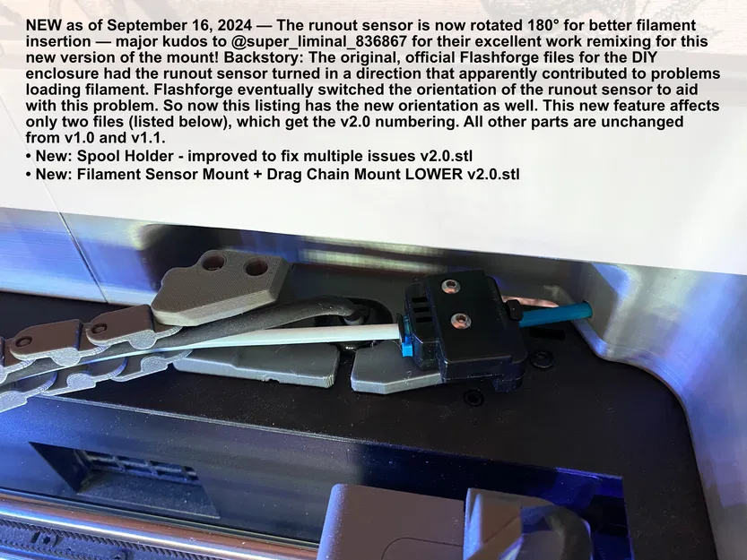 Giá đỡ cuộn dây Flashforge Adventurer 5M (AD5M) Cải tiến, Ống dẫn, Giá đỡ cảm biến đứt sợi + Giá đỡ cuộn dây gắn bên! v1.1 - Image 27