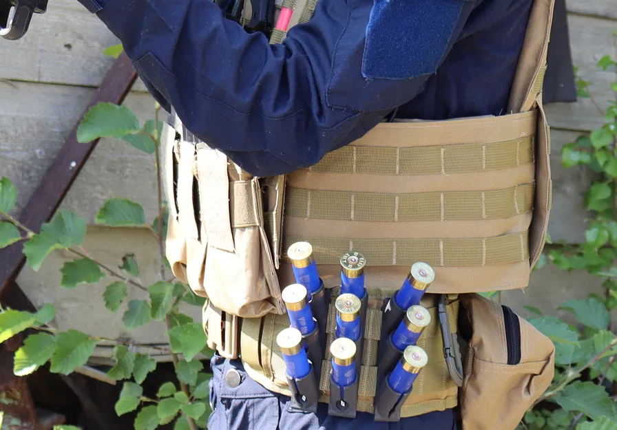 Giá đỡ đạn 12 gauge 3 viên, gắn MOLLE - Image 2