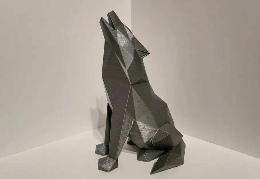 Chó Sói Howling Low Poly (Chỗ Cắm Dao Cạo / Đồ Trang Trí) - Image 4