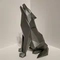 Chó Sói Howling Low Poly (Chỗ Cắm Dao Cạo / Đồ Trang Trí) - Thumbnail 4