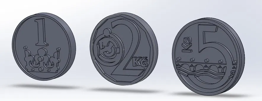 Mô hình tiền xu Séc: Một, Hai và Năm Krona - Image 1