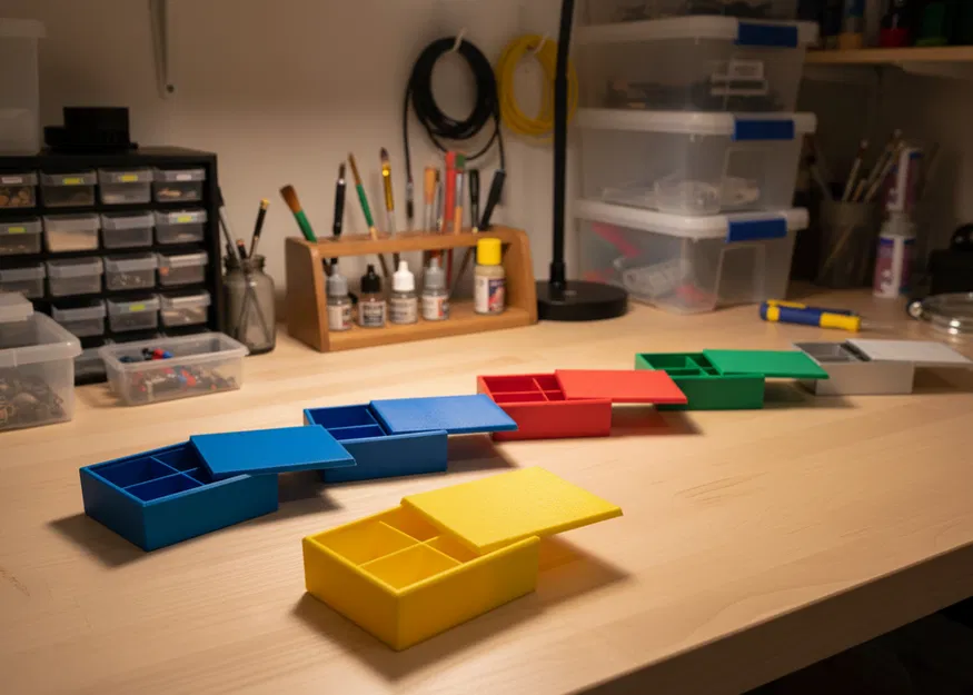 Hộp có nắp ghép đuôi én và 4 ngăn (có thể thay đổi tỉ lệ) - Image 1