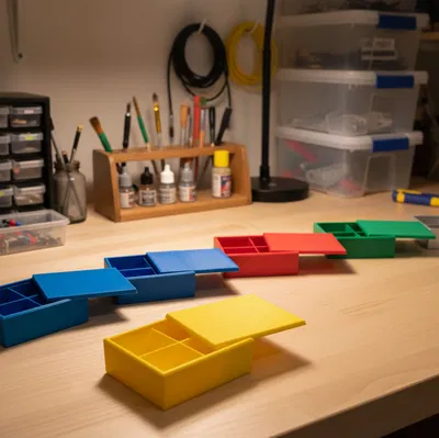 Hộp có nắp ghép đuôi én và 4 ngăn (có thể thay đổi tỉ lệ)