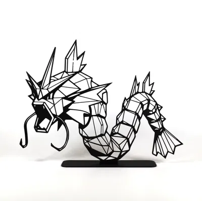 Rồng Thần Thủy Quái Gyarados Hình Học Low Poly