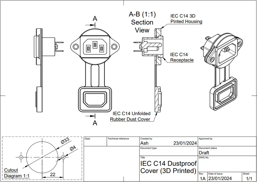 Nắp Chống Bụi Cho Ổ Cắm IEC C14 - Image 4