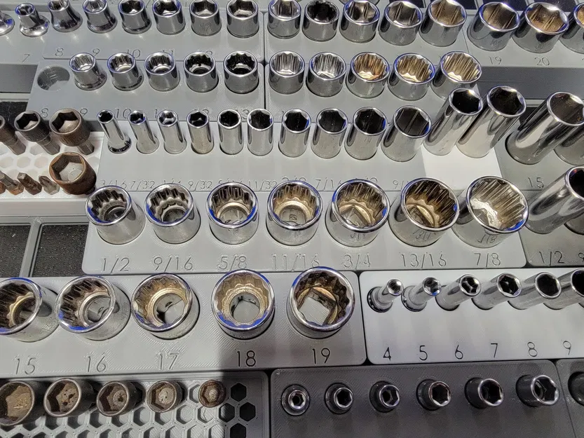 Khay đựng socket Husky 1/2 inch chuẩn Gridfinity 1x5 - Image 1