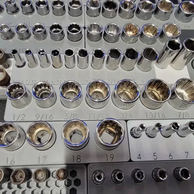 Khay đựng socket Husky 1/2 inch chuẩn Gridfinity 1x5