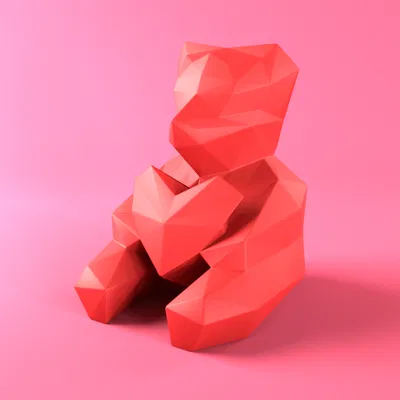 Gấu Low Poly Yêu Thương