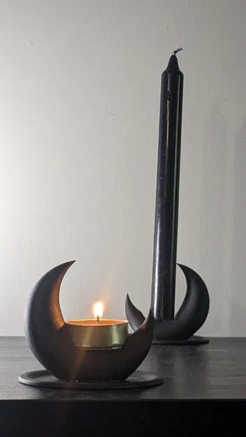 Chân Nến Trụ & Nến Tealight Hình Mặt Trăng - Image 1