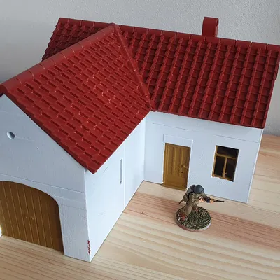 Nhà Trung Âu hình chữ L 28mm cho Wargaming