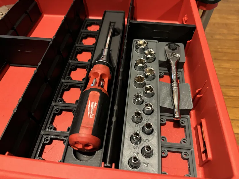 Giá Đỡ Gridfinity Cho Tua Vít Milwaukee 1x7 - Image 2