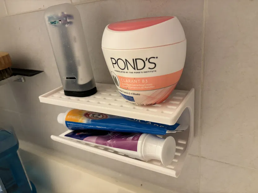 Kệ Hai Tầng Treo Tường Có Đế Hút & Lỗ Thoát Nước - Image 1