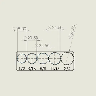 Khay đựng tuýp dài 1/2 đến 3/4 cho Gridfinity