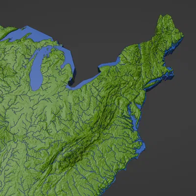 Bản Đồ Địa Hình Liên Bang Hoa Kỳ (Lower 48) Bao Gồm Thủy Hệ + Hồ Sơ Cài Đặt In Cura