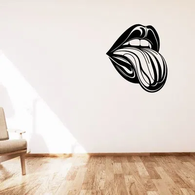 Tranh tường tối giản hình đôi môi / Rty