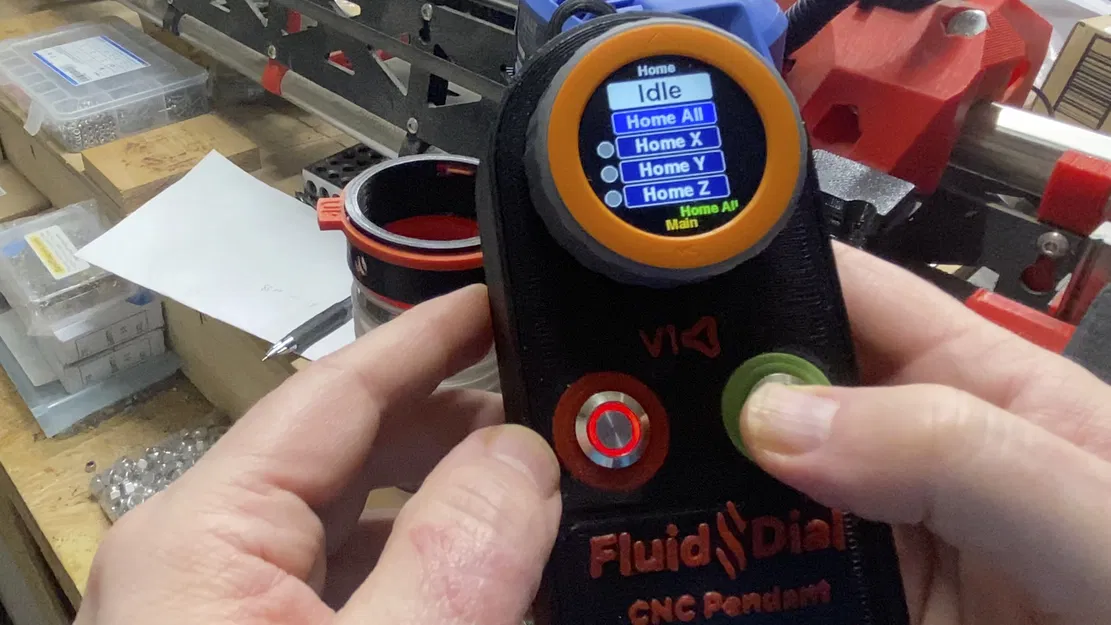 Vỏ cho "Fluid Dial" CNC pendant cho FluidNC dựa trên M5 Stack Dial, có logo in được, nút nổi bật, v1.0 - Image 2