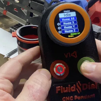 Vỏ cho "Fluid Dial" CNC pendant cho FluidNC dựa trên M5 Stack Dial, có logo in được, nút nổi bật, v1.0