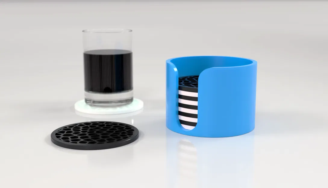 Miếng Lót Ly Uống Nước Họa Tiết Voronoi Kèm Đế - Image 2