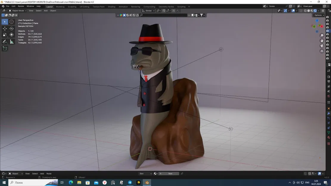 Cá Walleye trên khúc gỗ phong cách mafia. Cá gangster - Image 1