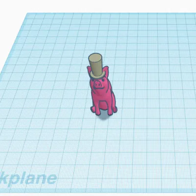 Mô hình 3D con heo đội nón