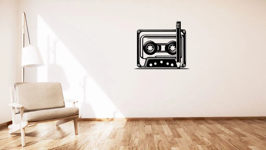 Trang trí tường băng cassette với bút chì - Image 1