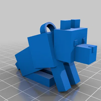 Chó Minecraft Ngồi Có Khoen Móc Khóa