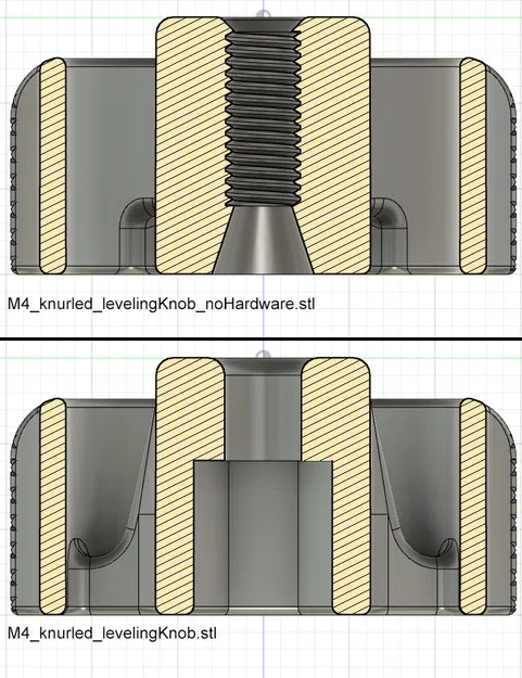 Núm Xoay Tăng Chỉnh Mặt Bàn M4 Có Vân Cho Ender 3 (Parametric Fusion 360) - Image 4