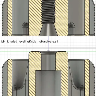 Núm Xoay Tăng Chỉnh Mặt Bàn M4 Có Vân Cho Ender 3 (Parametric Fusion 360)